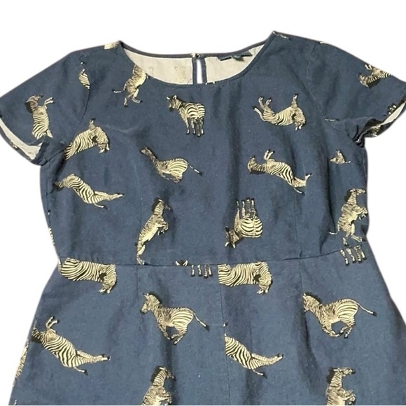 NOT FOR SALE Modcloth Blue Zebra Patterned Linen Blend Jumpsuit - Picture 6 of 12